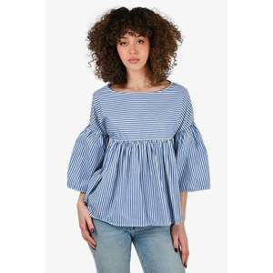 Weekend Max Mara Blue/White Striped Bell Sleeve Top Size 6